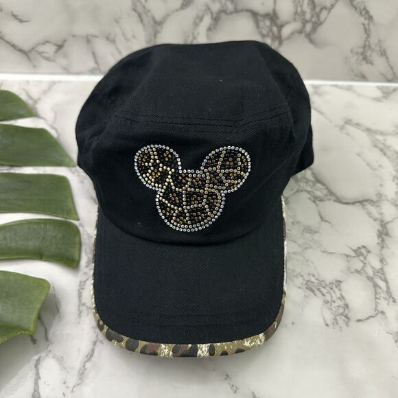 Disney World Animal Kingdom Vintge Y2k Rhinestone Hat Black Adult One Size New - Picture 1 of 10